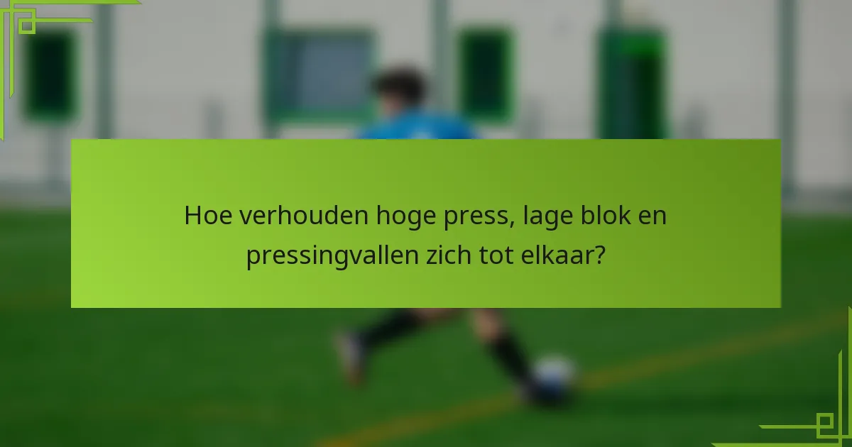 Hoe verhouden hoge press, lage blok en pressingvallen zich tot elkaar?